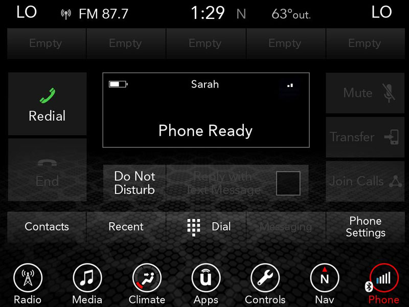 dodge Charger and Challenger phone ready screen. uconnect