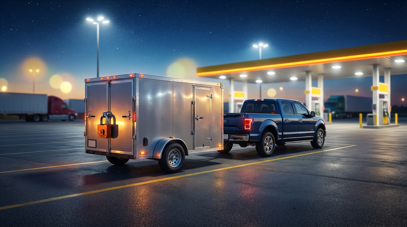 pickup truck towing a trailer